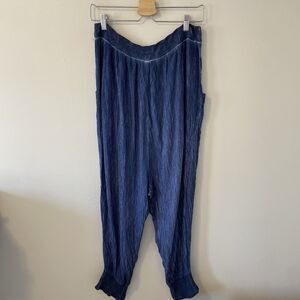 Free People Gauze “Jams” Crinkle Pull On Baggy Pants Boho Beach Coverup Sz S